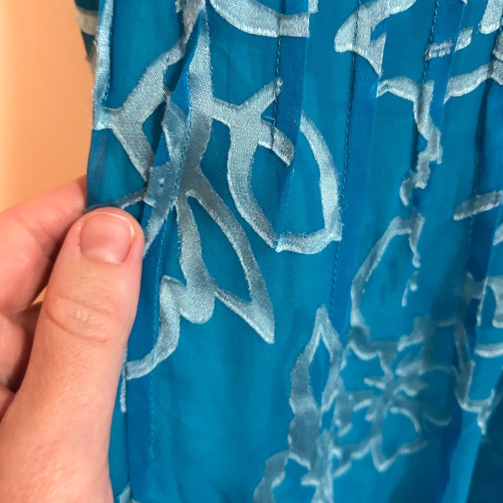 Oue‎ Per Oue Veste blue velvet burnout dress size 8 - Picture 6 of 11